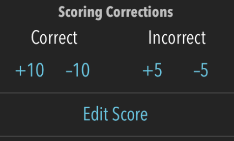 scoring correction screen
