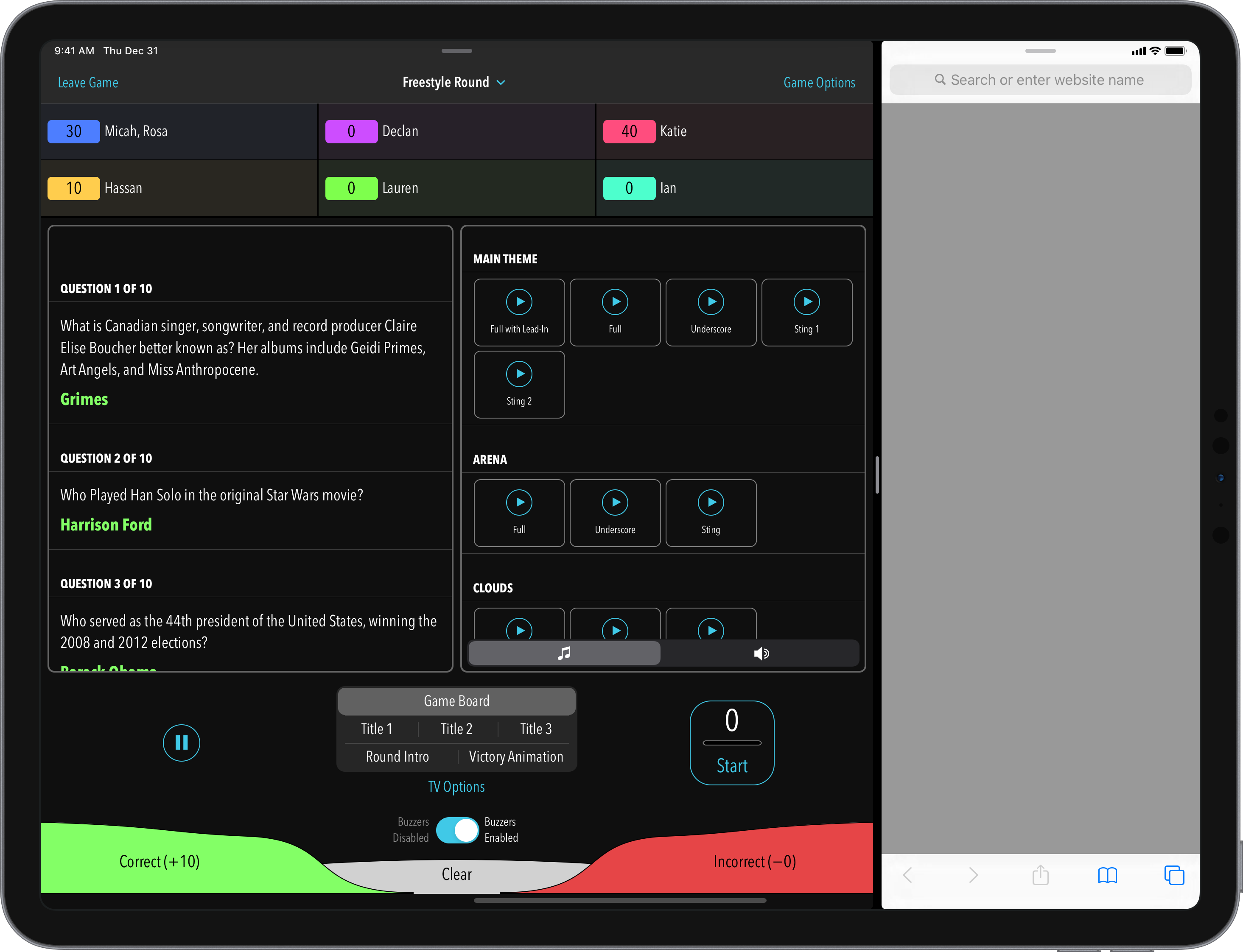 Large Split Host Screen